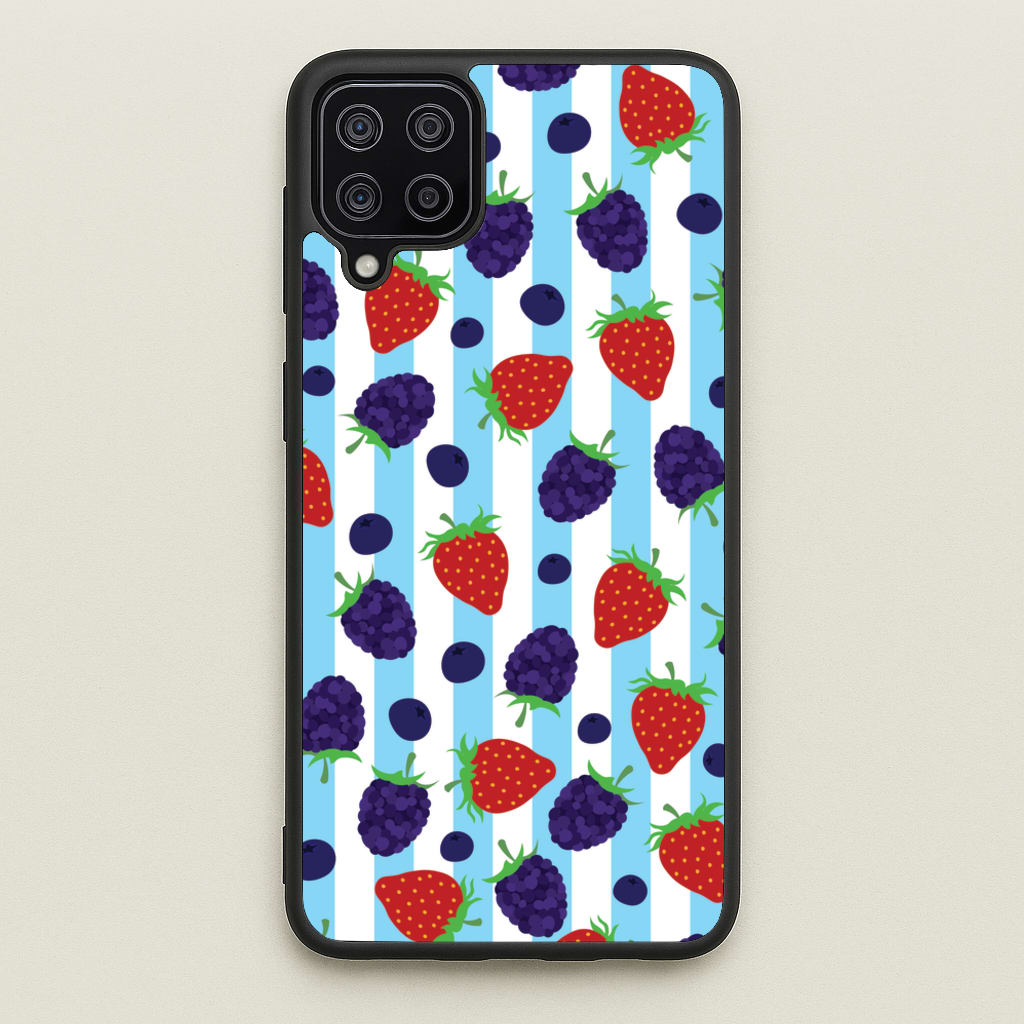 Stripes And Berries - Fruits Phone Case for Galaxy A12