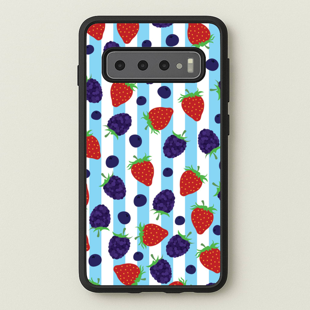 Stripes And Berries - Fruits Phone Case for Galaxy S10 Plus