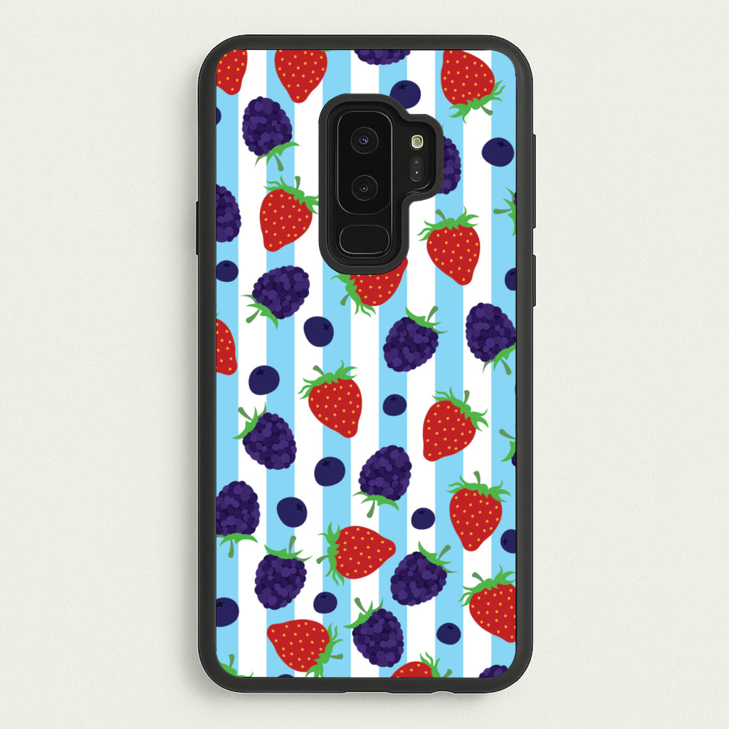 Stripes And Berries - Fruits Phone Case for Galaxy S9 Plus