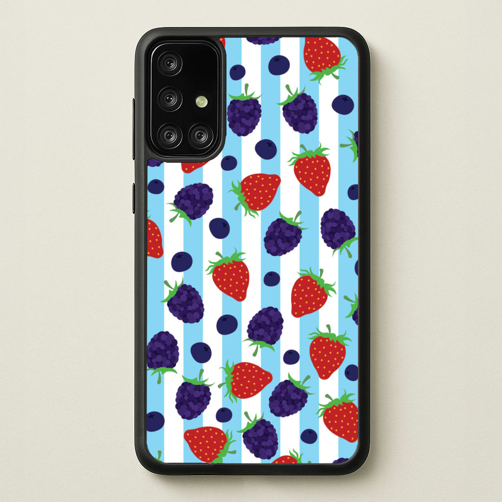 Stripes And Berries - Fruits Phone Case for Galaxy A71