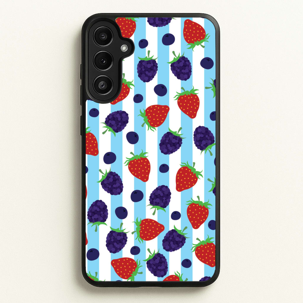 Stripes And Berries - Fruits Phone Case for Galaxy A34