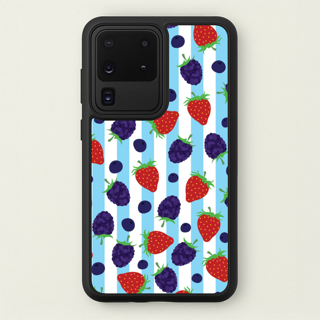 Stripes And Berries - Fruits Phone Case for Galaxy S20 Ultra