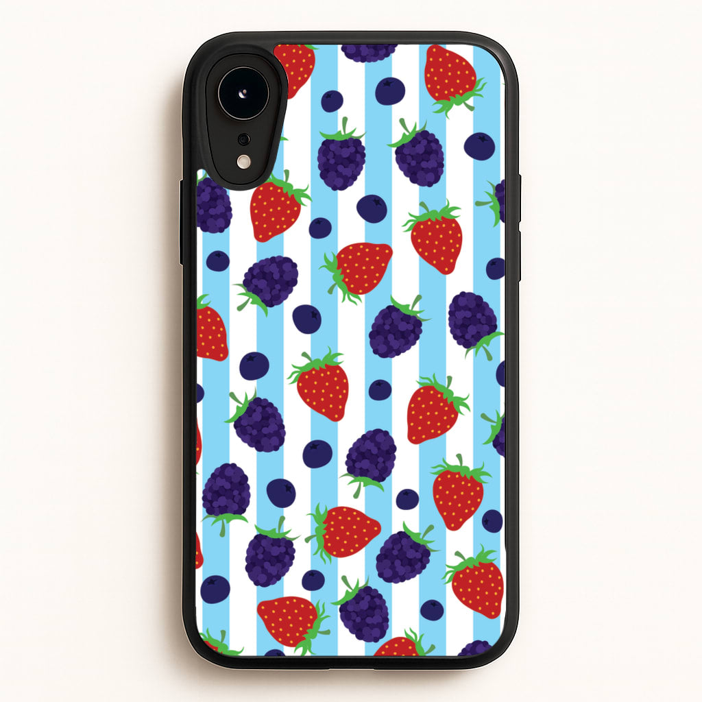 Stripes And Berries - Fruits Phone Case for iPhone XR