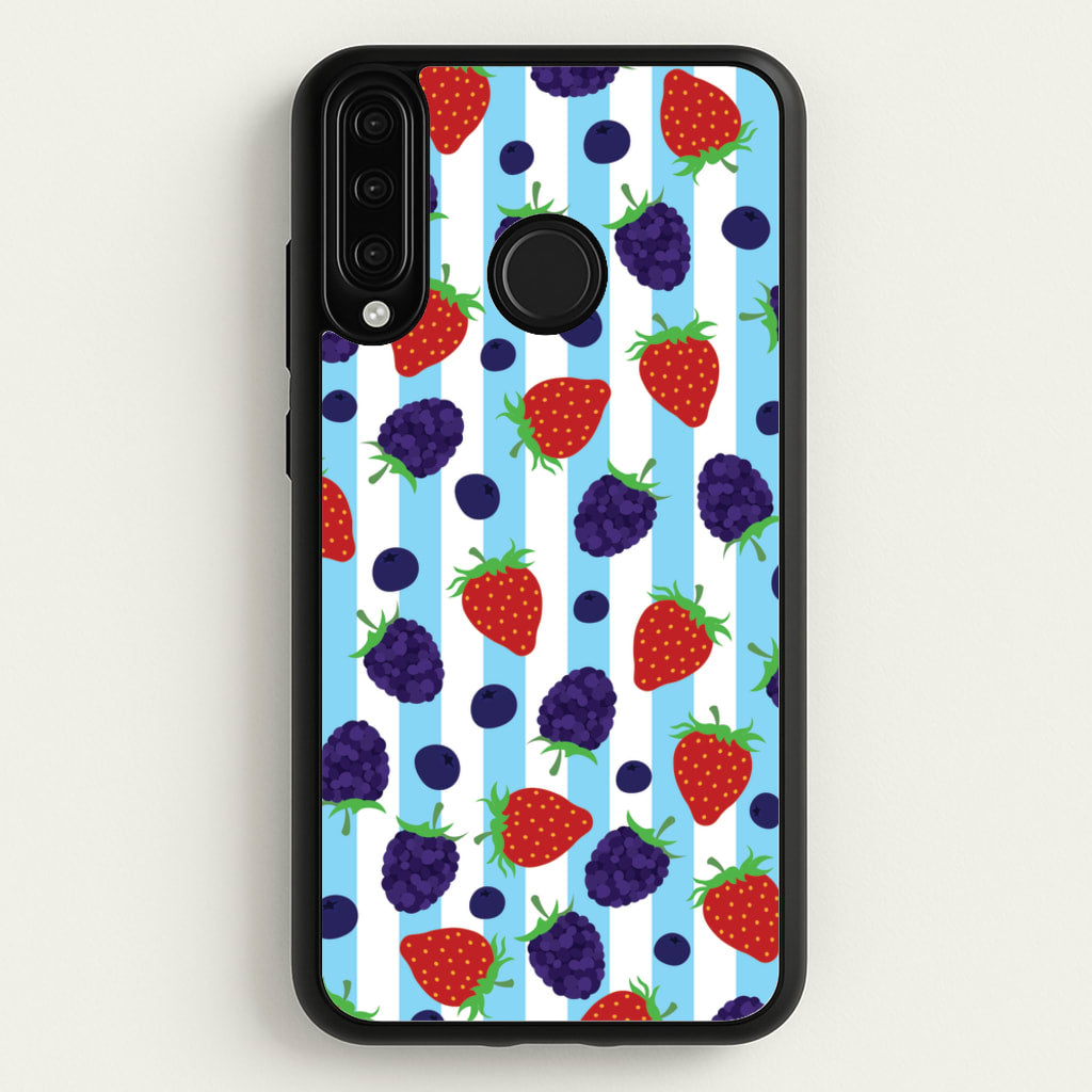 Stripes And Berries - Fruits Phone Case for Huawei P30 Lite