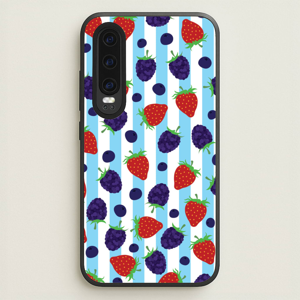 Stripes And Berries - Fruits Phone Case for Huawei P30