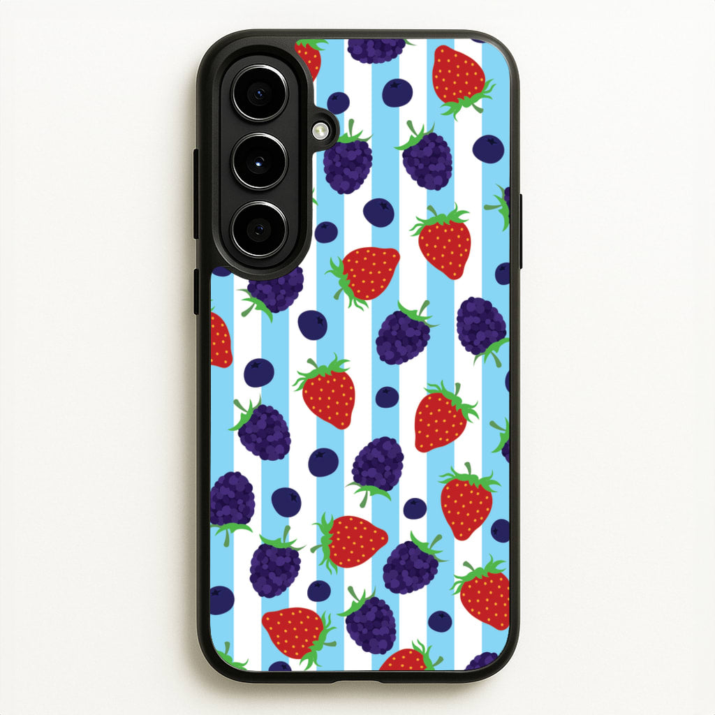 Stripes And Berries - Fruits Phone Case for Galaxy A56