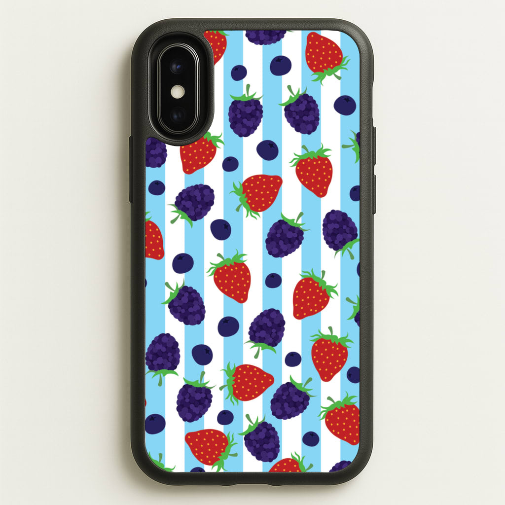 Stripes And Berries - Fruits Phone Case for iPhone X / XS