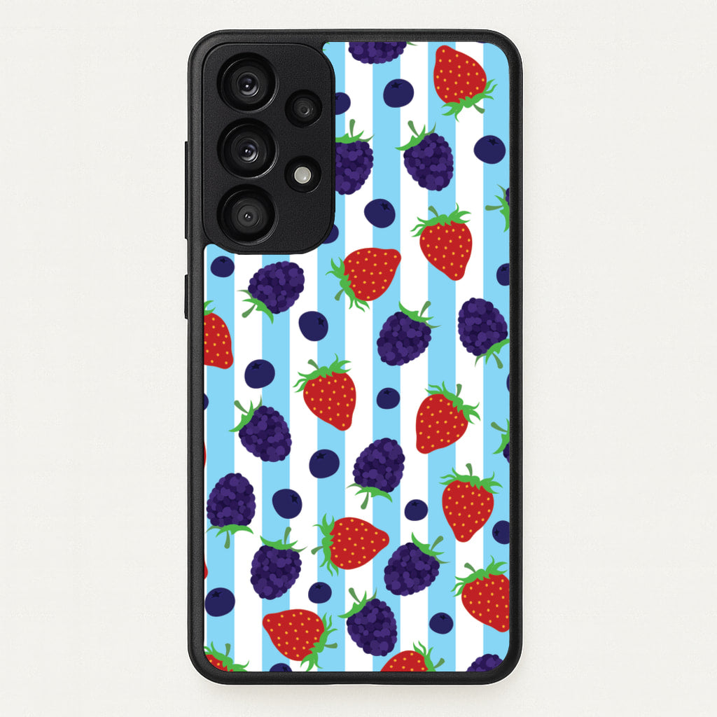 Stripes And Berries - Fruits Phone Case for Galaxy A53