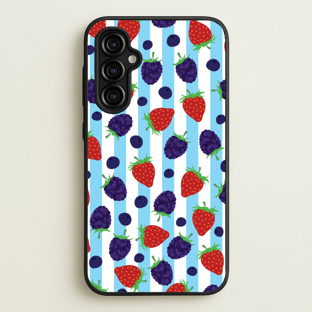 Stripes And Berries - Fruits Phone Case for Galaxy A54