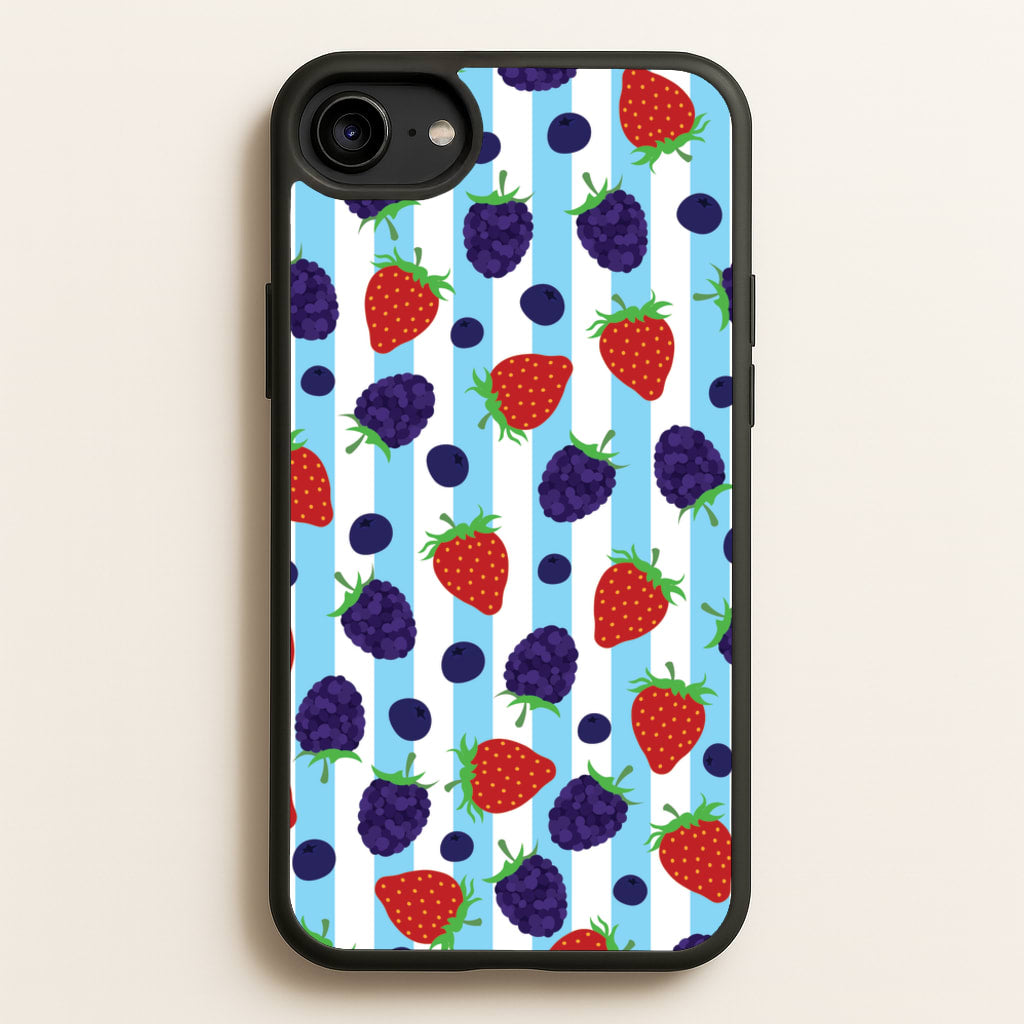 Stripes And Berries - Fruits Phone Case for iPhone 6 / 7 / 8 / SE