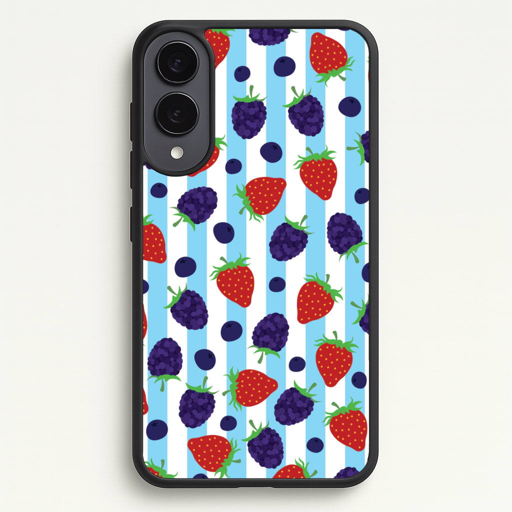 Stripes And Berries - Fruits Phone Case for Galaxy S25 Edge