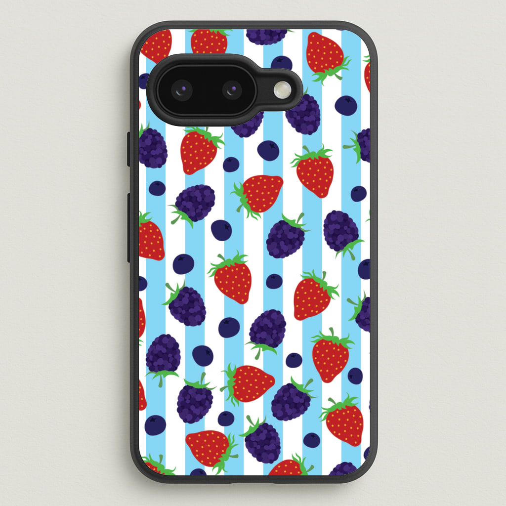 Stripes And Berries - Fruits Phone Case for Google Pixel 9a