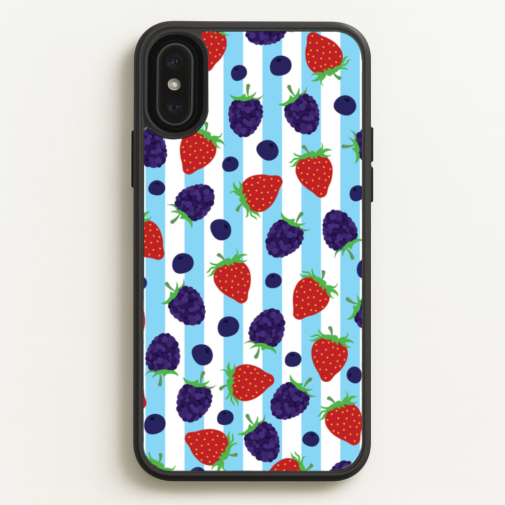 Stripes And Berries - Fruits Phone Case for iPhone XS Max