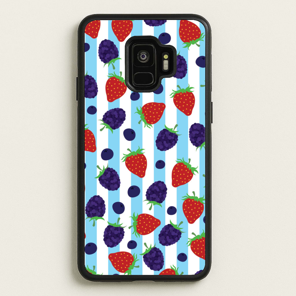 Stripes And Berries - Fruits Phone Case for Galaxy S9