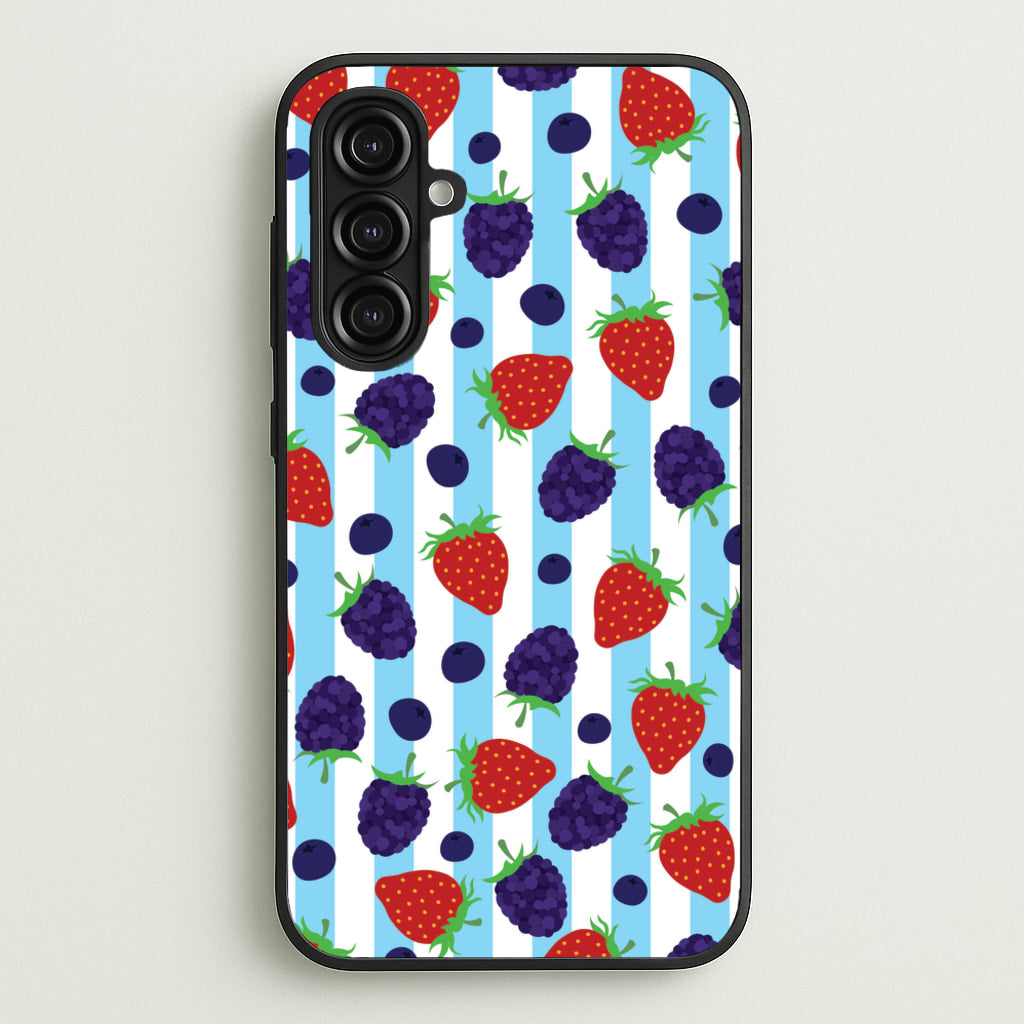 Stripes And Berries - Fruits Phone Case for Galaxy A16