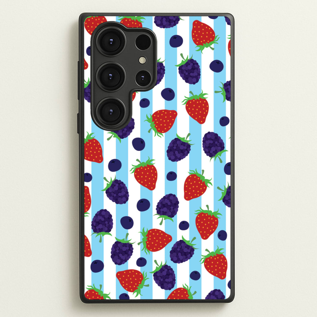 Stripes And Berries - Fruits Phone Case for Galaxy S25 Ultra