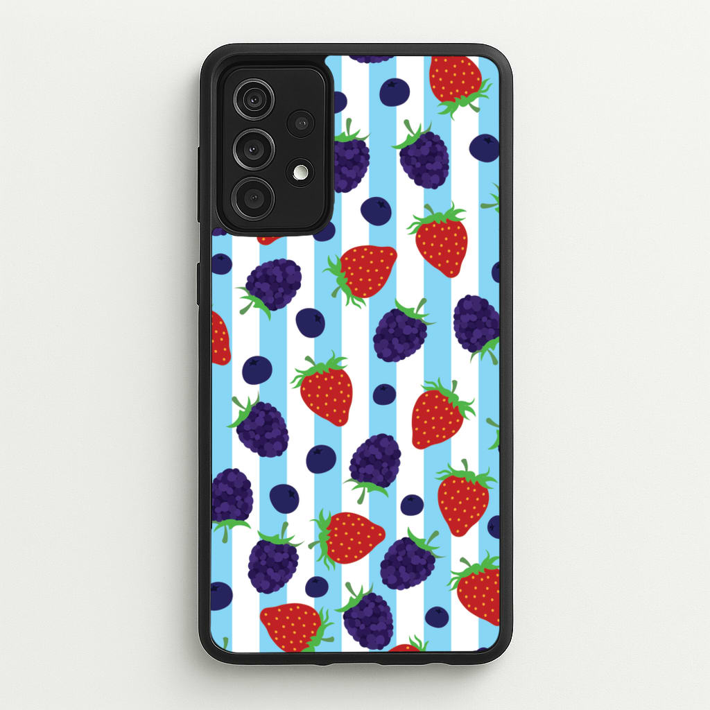 Stripes And Berries - Fruits Phone Case for Galaxy A52 / A52s