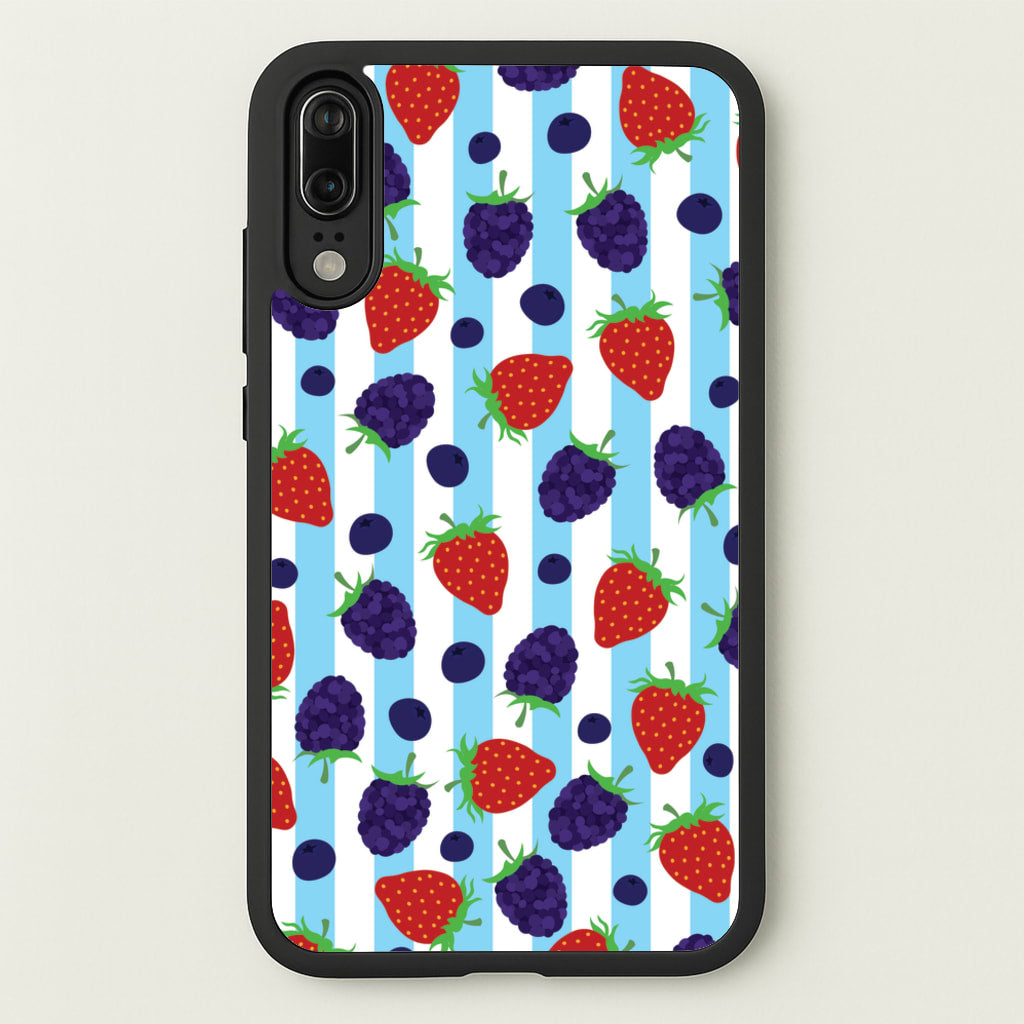 Stripes And Berries - Fruits Phone Case for Huawei P20