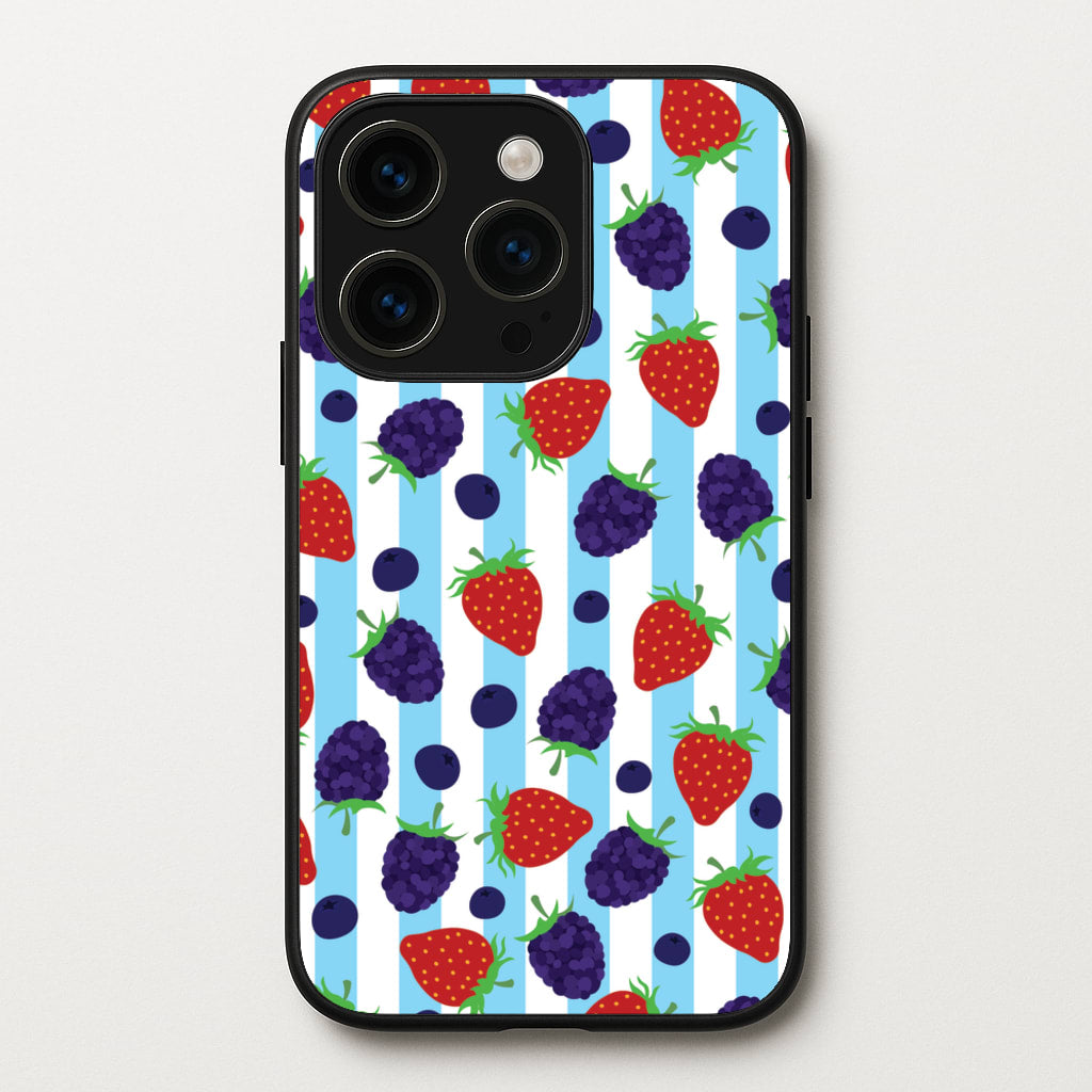 Stripes And Berries - Fruits Phone Case for iPhone 15 Pro Max
