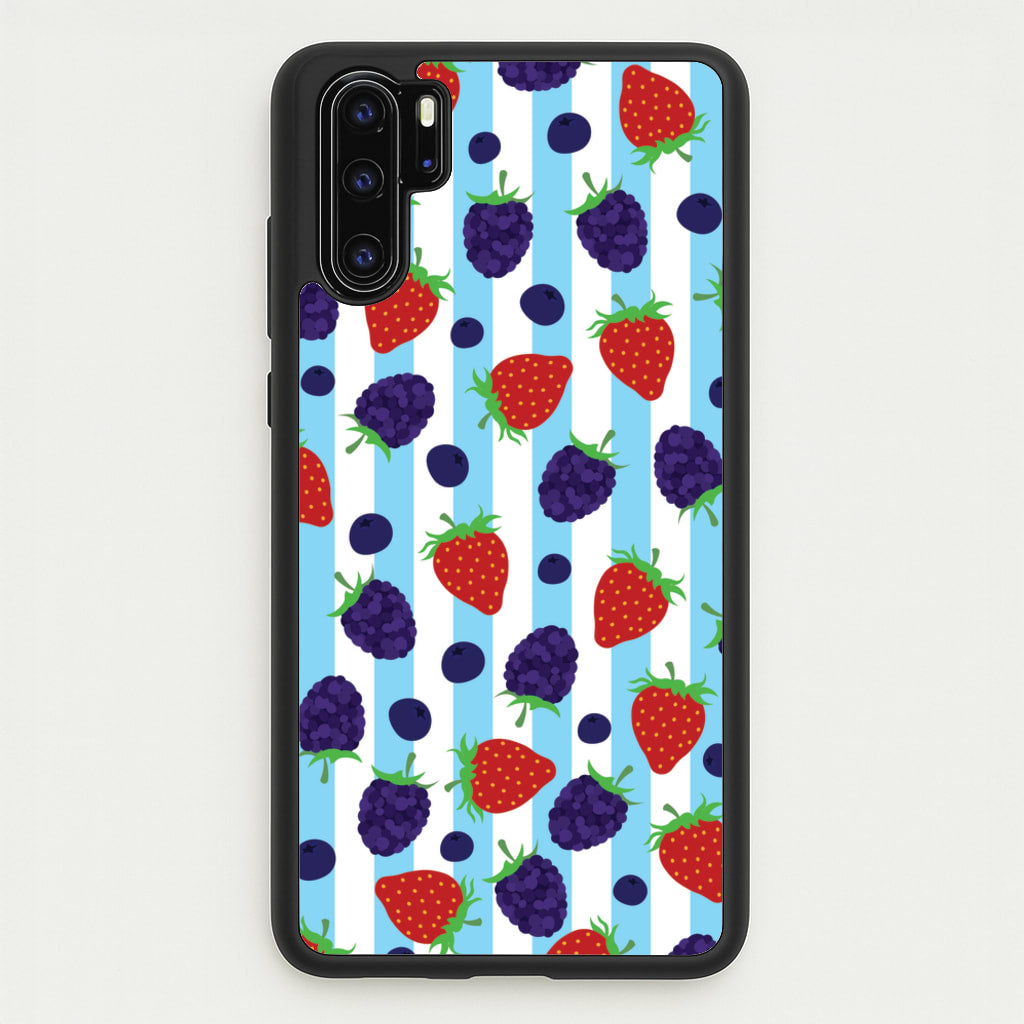 Stripes And Berries - Fruits Phone Case for Huawei P30 Pro