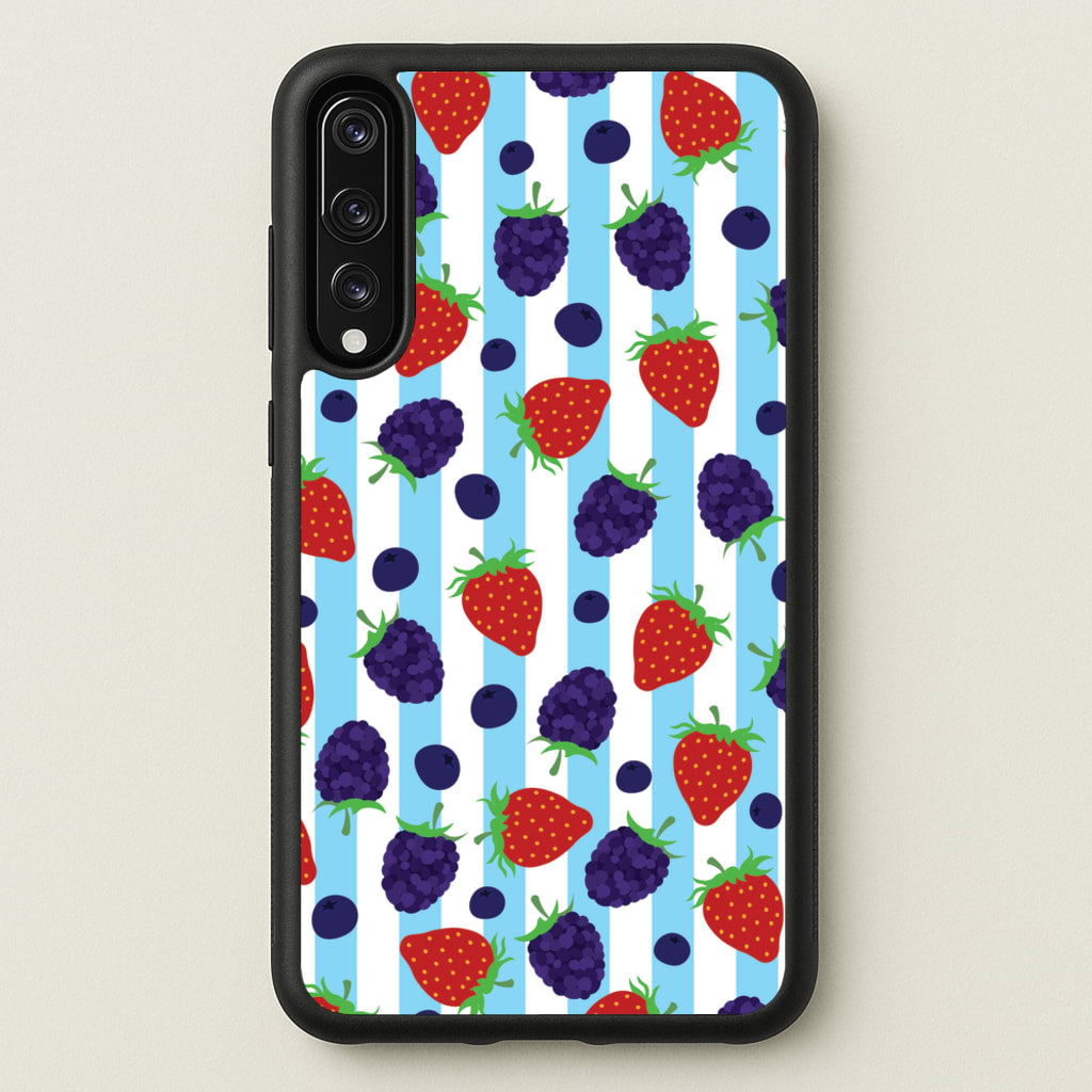 Stripes And Berries - Fruits Phone Case for Huawei P20 Pro