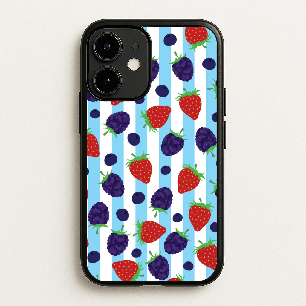 Stripes And Berries - Fruits Phone Case for iPhone 12 Mini