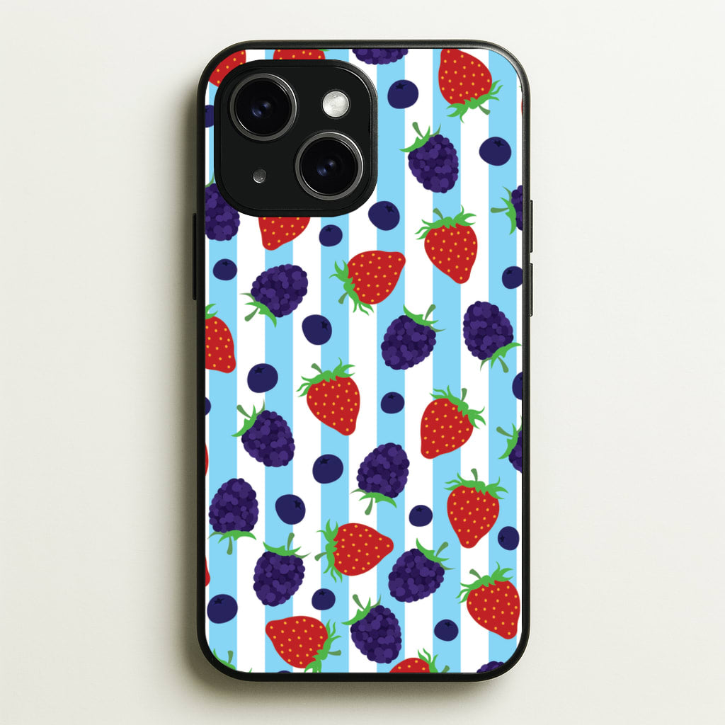 Stripes And Berries - Fruits Phone Case for iPhone 14