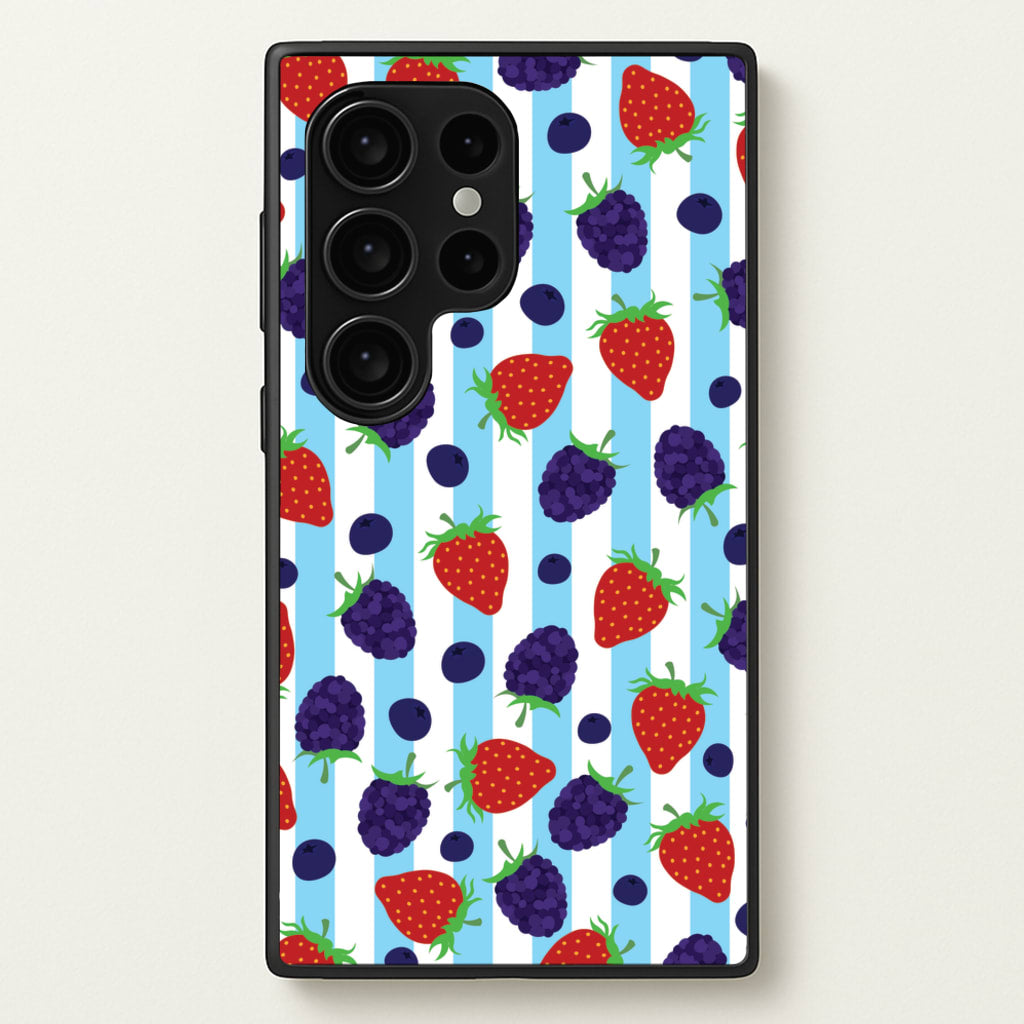 Stripes And Berries - Fruits Phone Case for Galaxy S24 Ultra