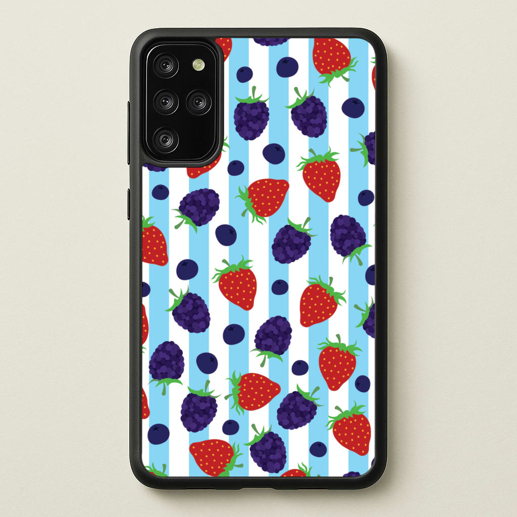 Stripes And Berries - Fruits Phone Case for Galaxy S20 Plus