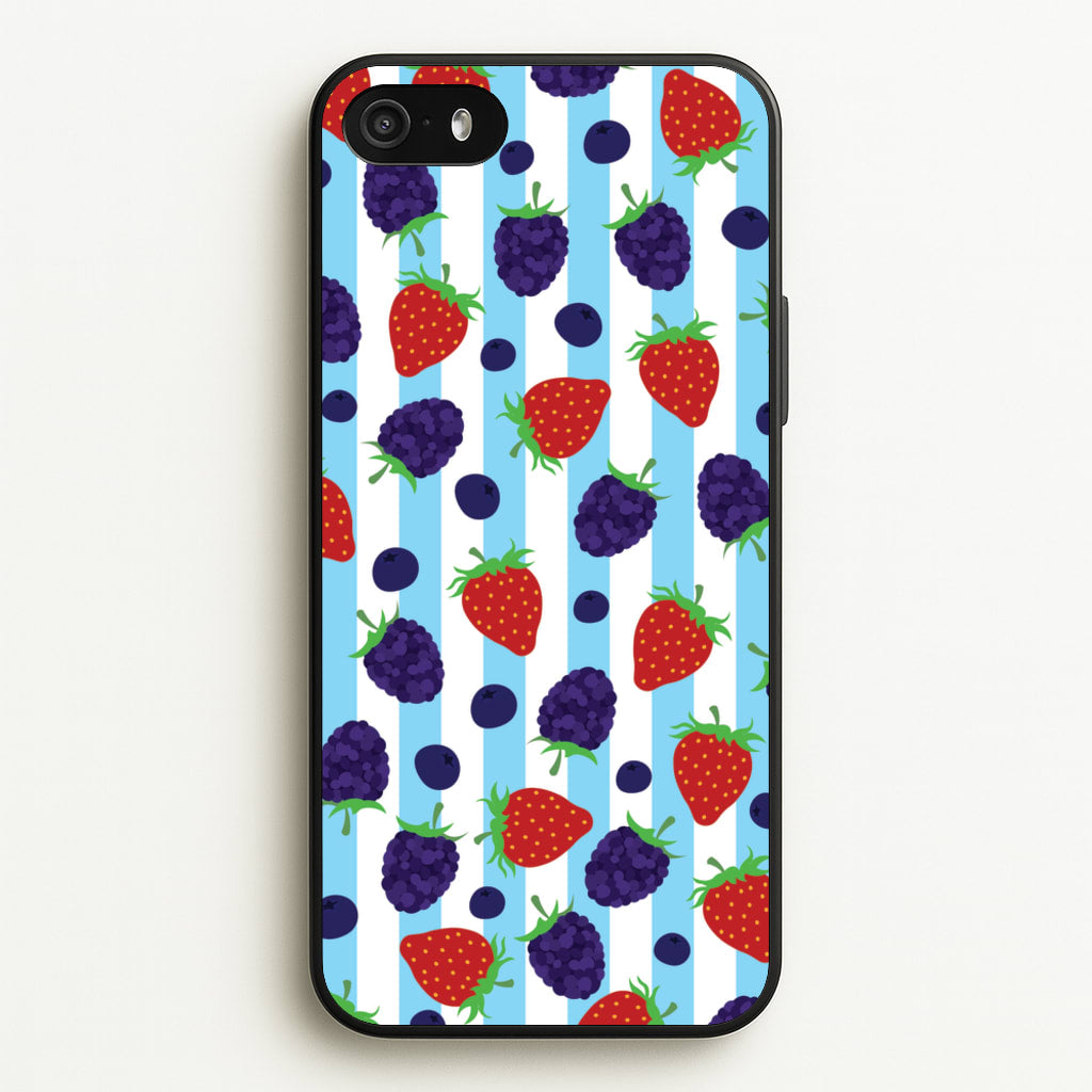 Stripes And Berries - Fruits Phone Case for iPhone 5 / 5s / SE 2016