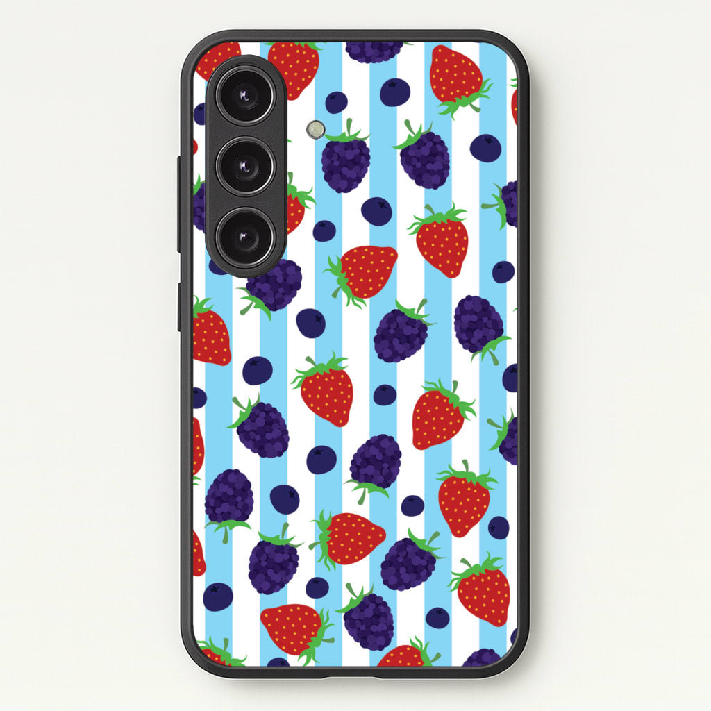 Stripes And Berries - Fruits Phone Case for Galaxy S24