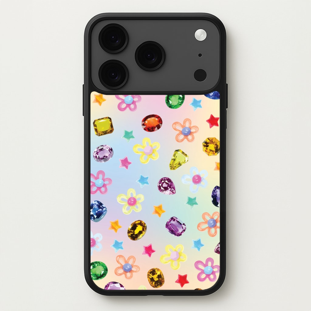 Gradient Rainbow Gems Pattern Phone Case for iPhone 17 Pro