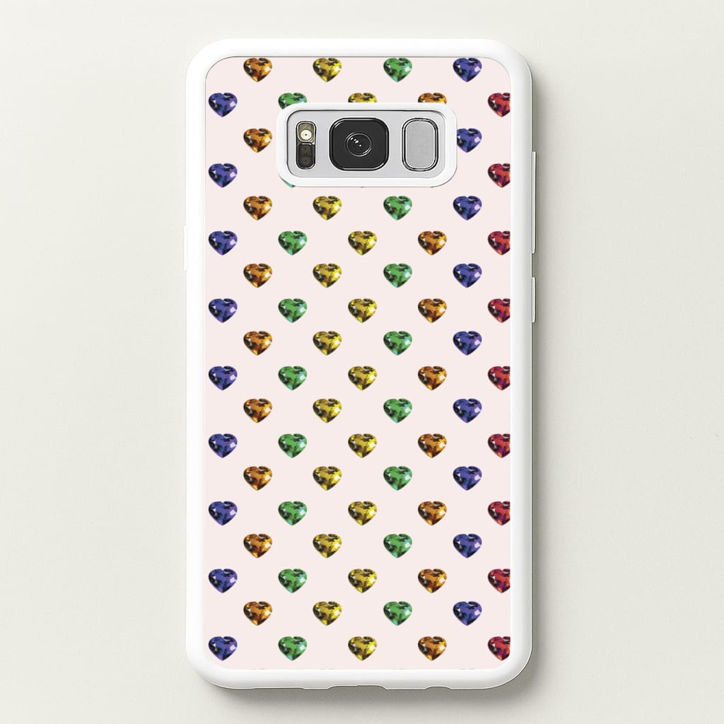 Rainbow Gem Hearts Pattern - Patterns Phone Case for Galaxy S8 Plus