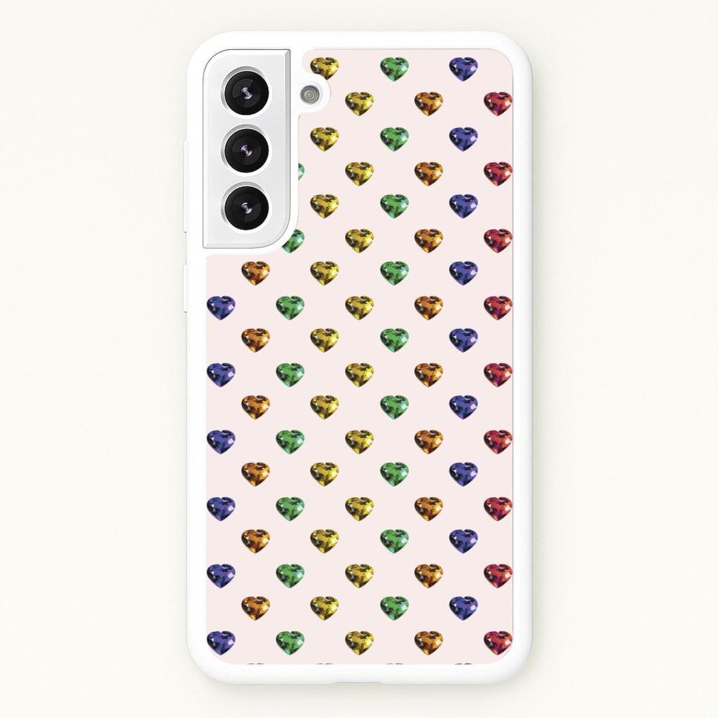 Rainbow Gem Hearts Pattern - Patterns Phone Case for Galaxy S21