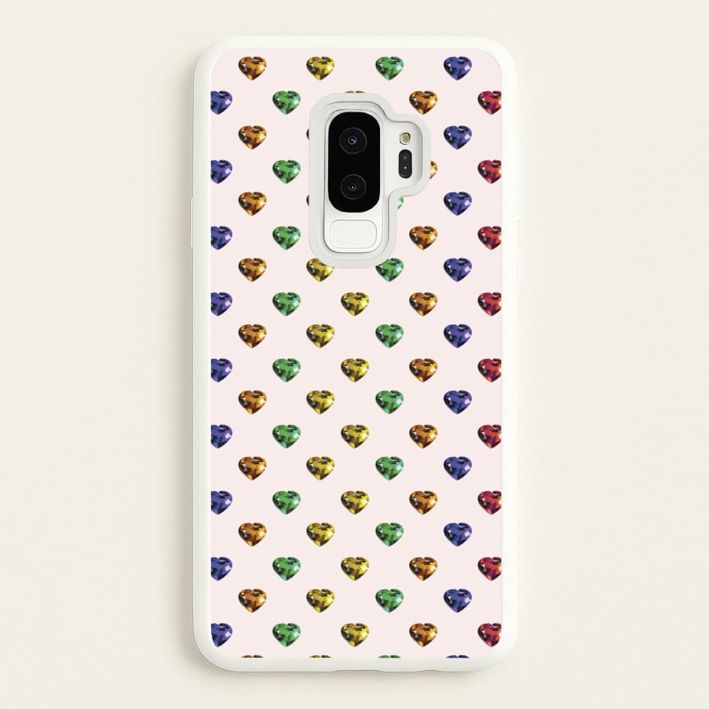 Rainbow Gem Hearts Pattern - Patterns Phone Case for Galaxy S9 Plus