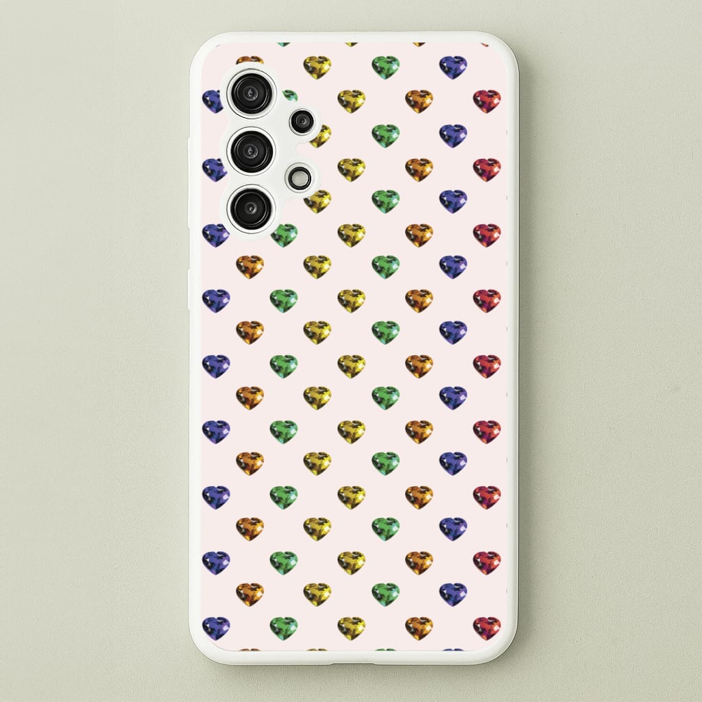 Rainbow Gem Hearts Pattern - Patterns Phone Case for Galaxy A13