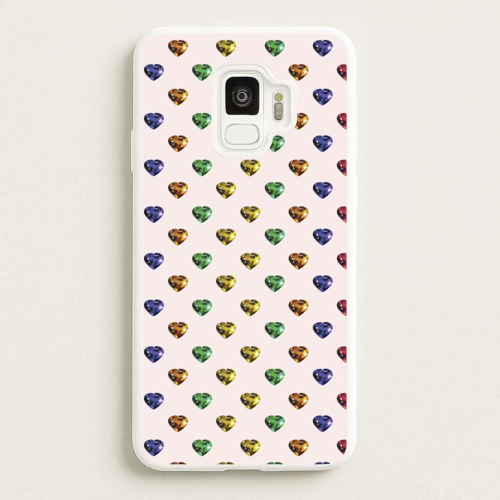 Rainbow Gem Hearts Pattern - Patterns Phone Case for Galaxy S9