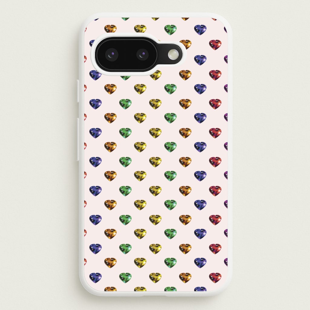 Rainbow Gem Hearts Pattern - Patterns Phone Case for Google Pixel 9a