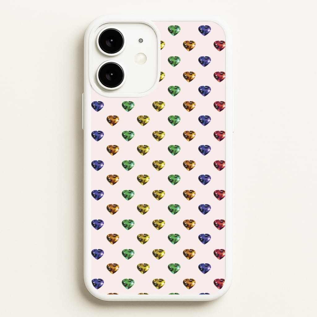 Rainbow Gem Hearts Pattern - Patterns Phone Case for iPhone 11