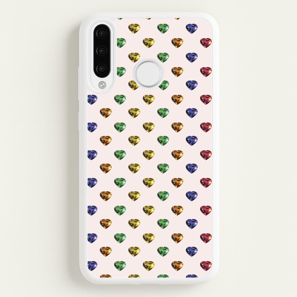 Rainbow Gem Hearts Pattern - Patterns Phone Case for Huawei P30 Lite