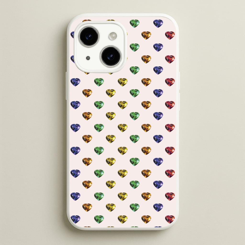 Rainbow Gem Hearts Pattern - Patterns Phone Case for iPhone 15 Plus