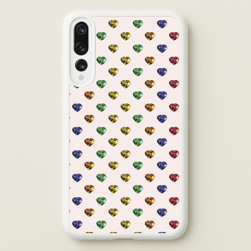 Rainbow Gem Hearts Pattern - Patterns Phone Case for Huawei P20 Pro