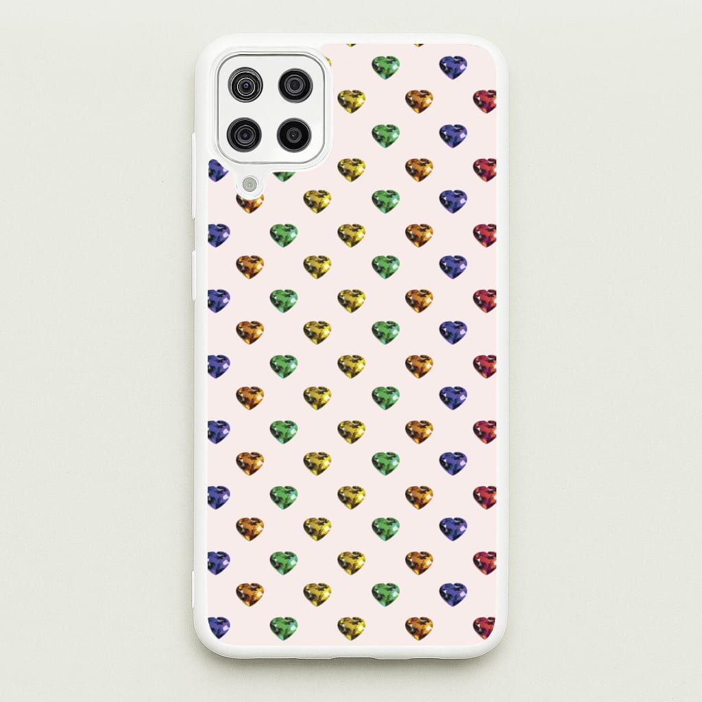 Rainbow Gem Hearts Pattern - Patterns Phone Case for Galaxy A12
