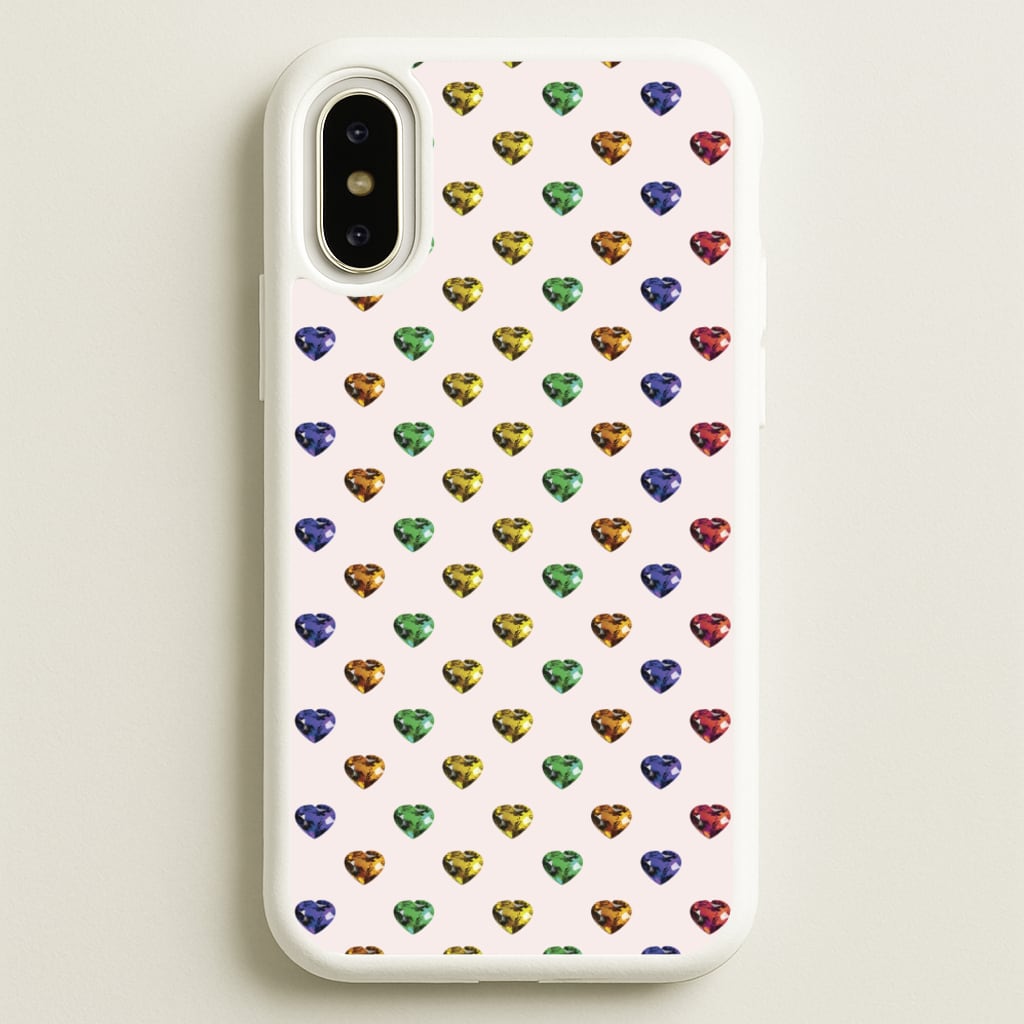 Rainbow Gem Hearts Pattern - Patterns Phone Case for iPhone X / XS