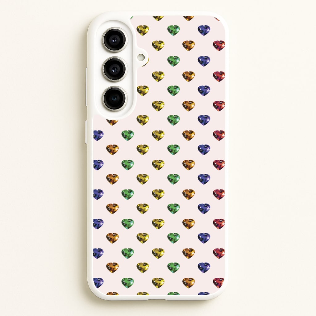 Rainbow Gem Hearts Pattern - Patterns Phone Case for Galaxy A56
