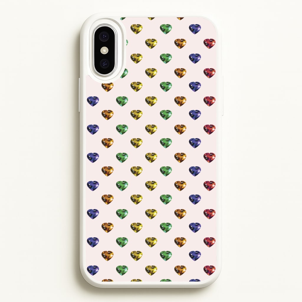 Rainbow Gem Hearts Pattern - Patterns Phone Case for iPhone XS Max