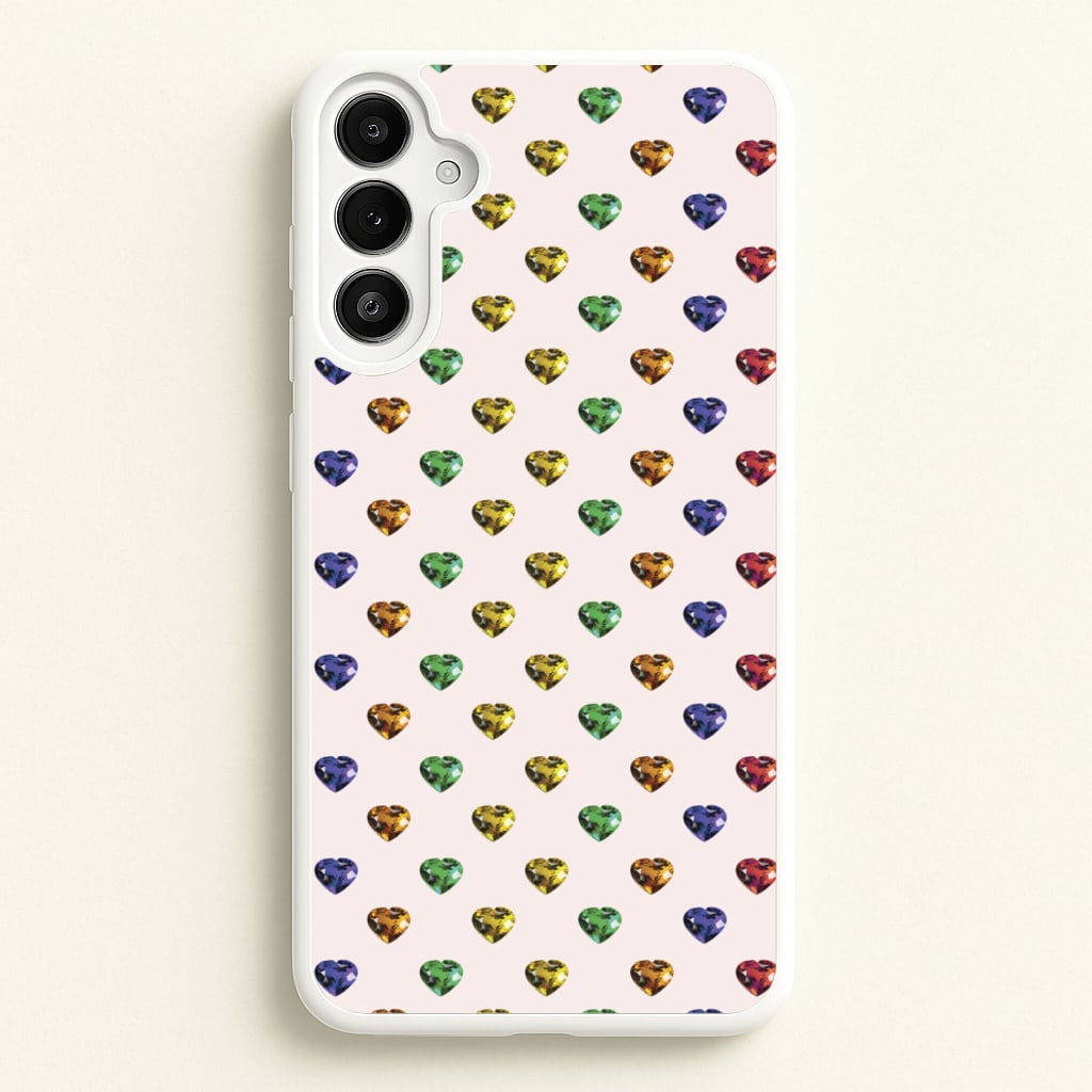 Rainbow Gem Hearts Pattern - Patterns Phone Case for Galaxy A34