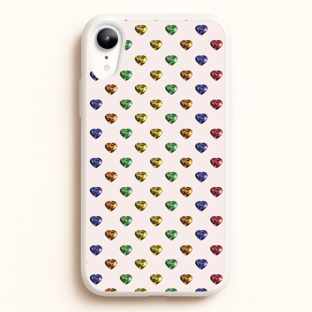 Rainbow Gem Hearts Pattern - Patterns Phone Case for iPhone XR