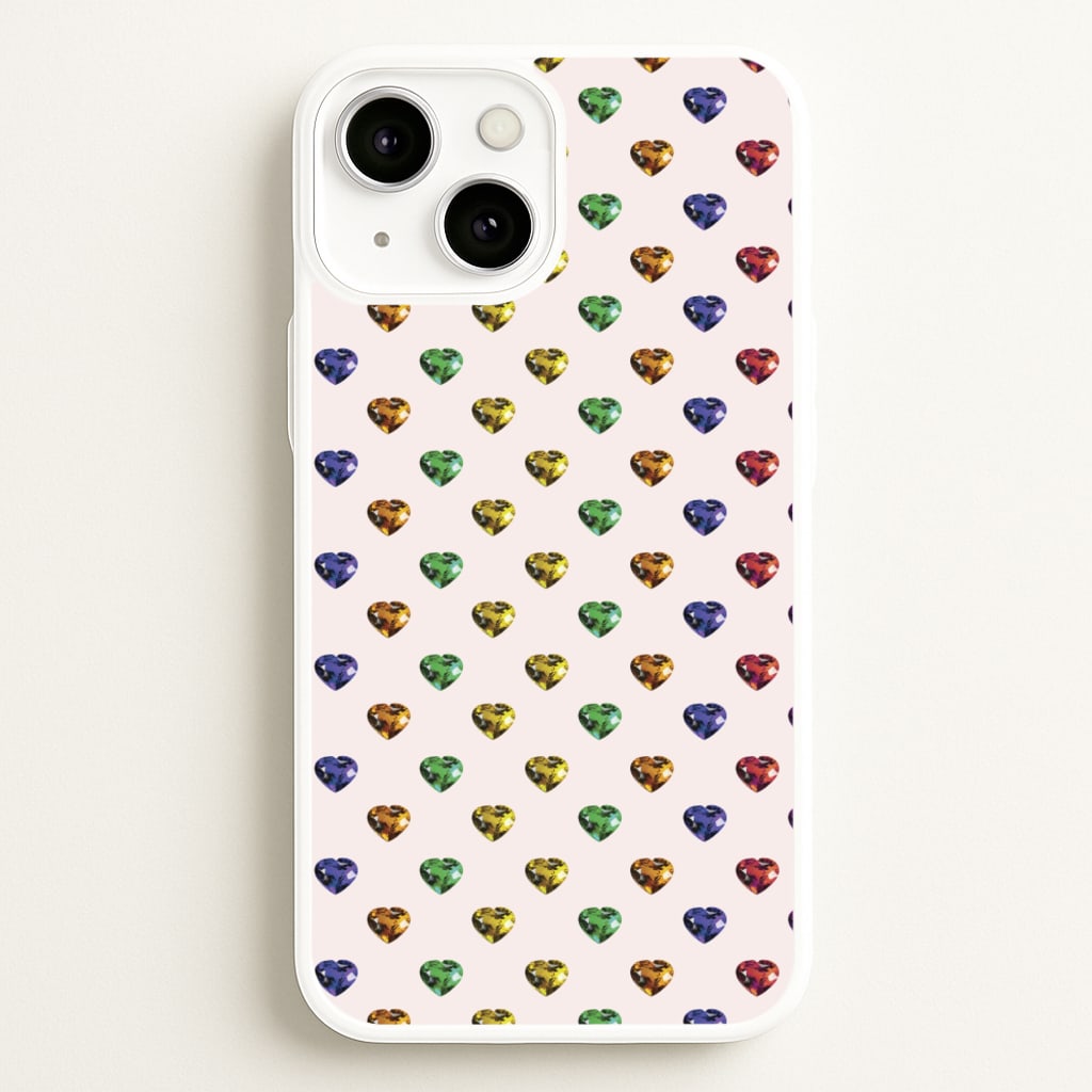 Rainbow Gem Hearts Pattern - Patterns Phone Case for iPhone 13 Mini