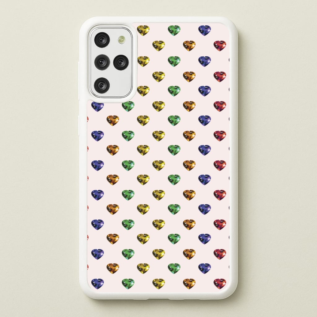 Rainbow Gem Hearts Pattern - Patterns Phone Case for Galaxy S20 Plus